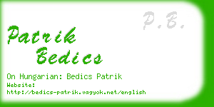 patrik bedics business card